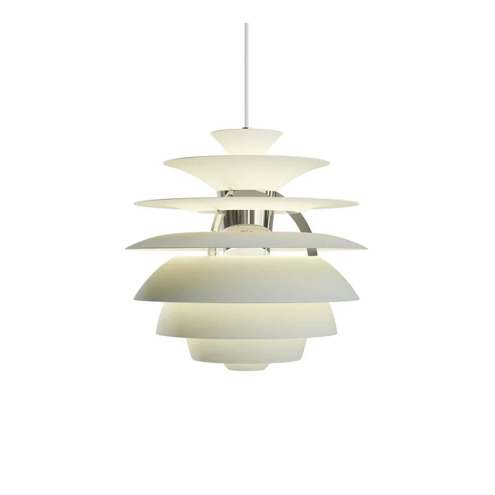 Louis Poulsen Ph Sneeuwbal Hanglamp, Stoffig Groen/Hoogglans Chroom Geplateerd