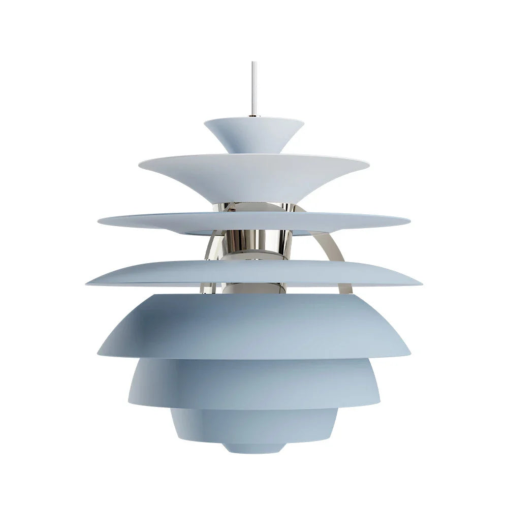 Louis Poulsen Ph Snowball Hanglamp, Stoffige Blauw/Hoogglans Chroom Geplateerd