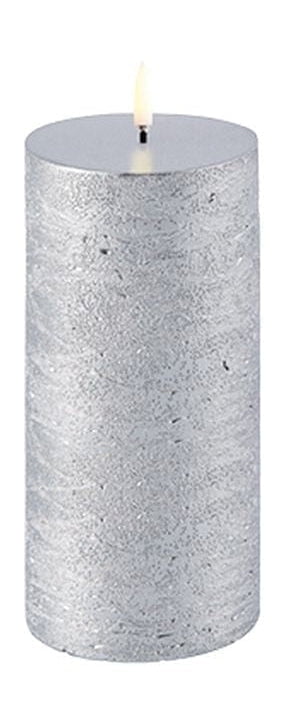 Uyuni Lighting Led Pillar Candle 3 D Flame øx H 5,8x15,2 Cm, Metallic Silver