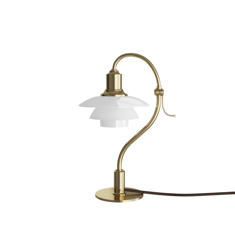 Louis Poulsen pH 2/2 Lampa de masă de marcă de întrebare, din alamă/Opal Glass Glossy