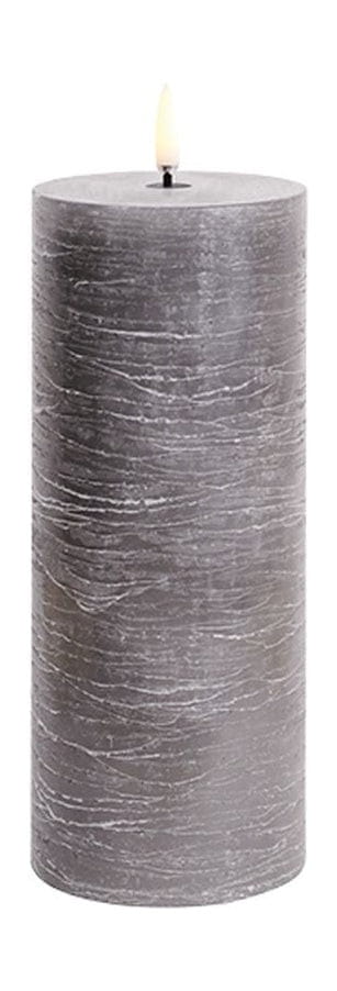 Uyuni Lighting Led Pillar Candle 3 D Flame 7,8x20 Cm, Grey Rustic