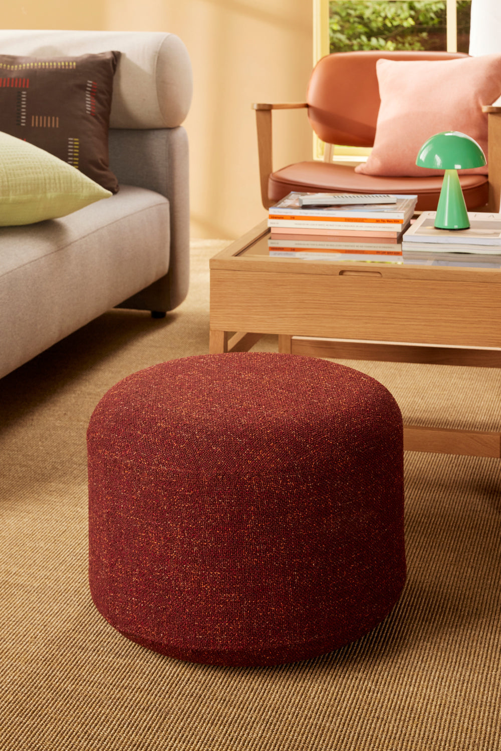 Hübsch Marshmellow Pouf Small, Červený 