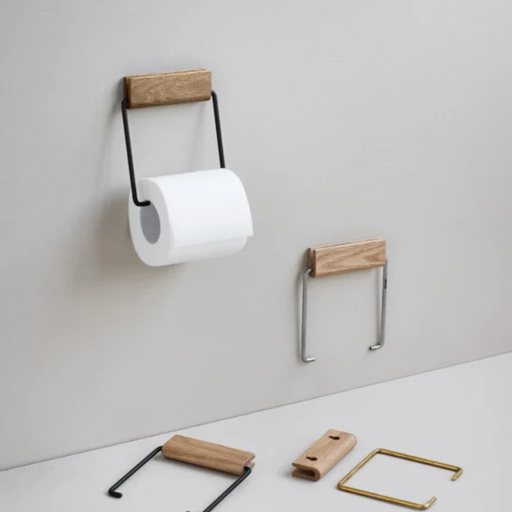 Moebe Toiletpapierhouder, eiken/staal
