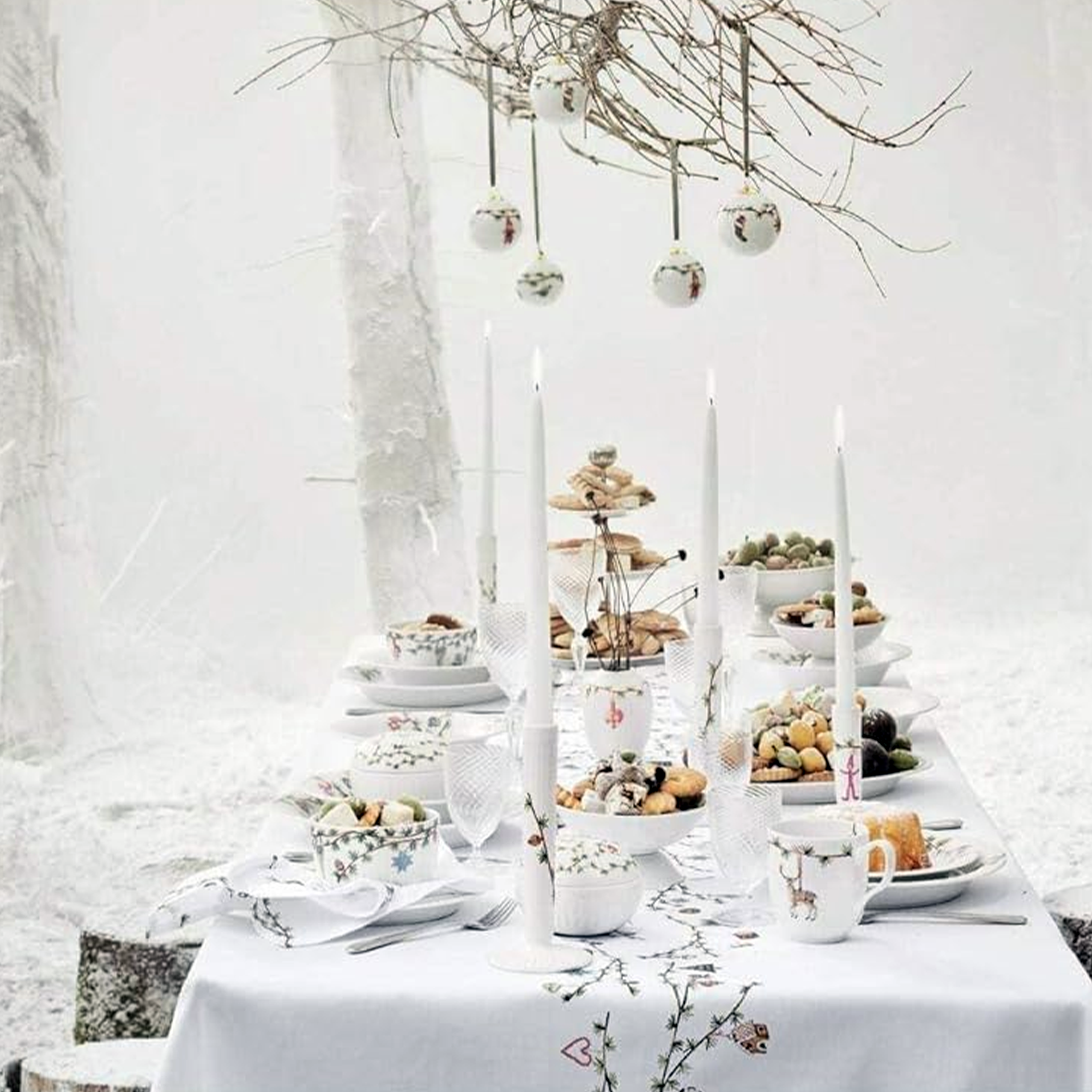 Kähler Hammershøi Christmas Candlestick 20 cm, wit met decoratie