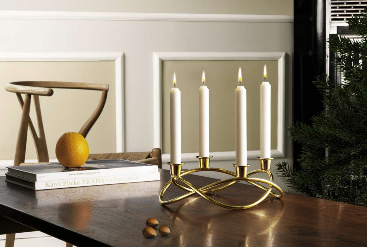 Georg Jensen svícen Season pozlacený, 26 cm 