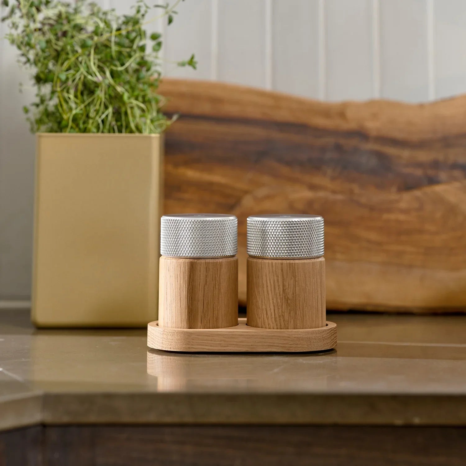 Gejst Sina Salt And Pepper Mill, Oak/ Steel