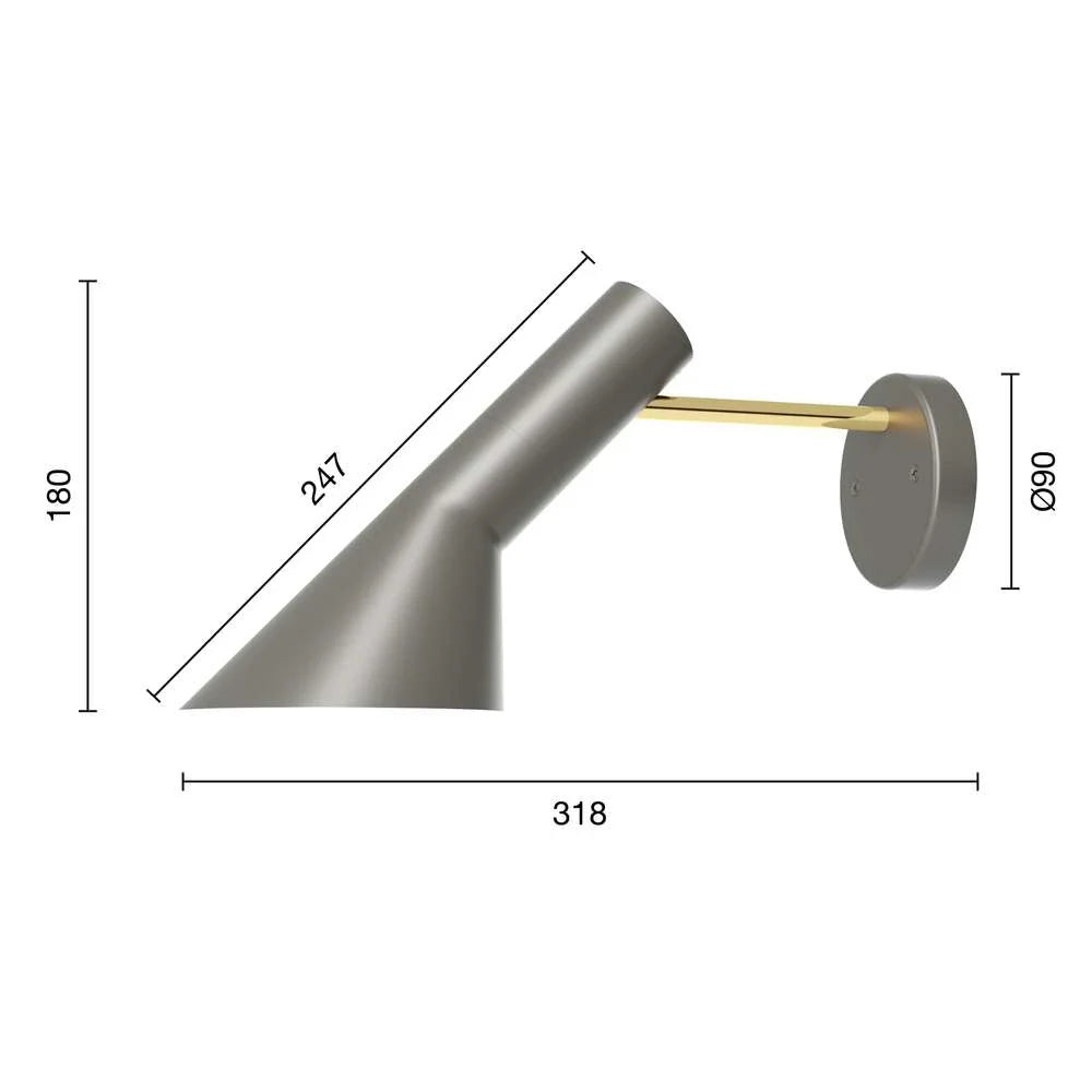 Louis Poulsen Aj Wall Lamp Hardwired, Brass/Warm Grey