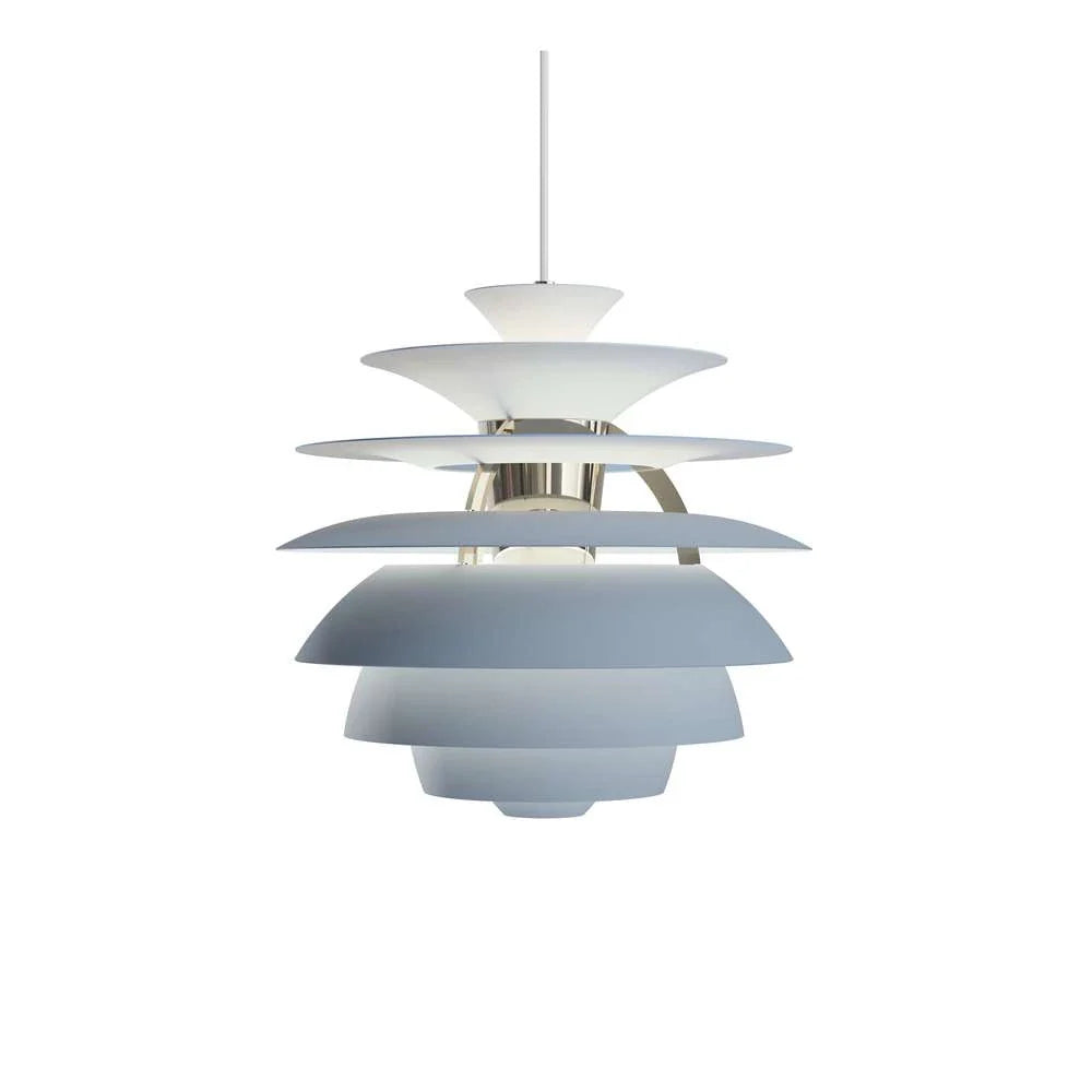 Louis Poulsen Ph Snowball Pendant, prachově modrá/chrom s vysokým leskem 