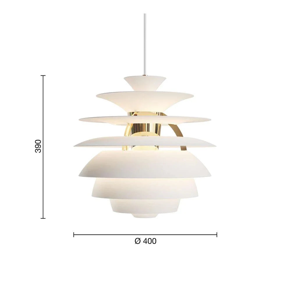 Louis Poulsen Ph Snowball Pendant, měkká bílá/mosazný metalizovaný 
