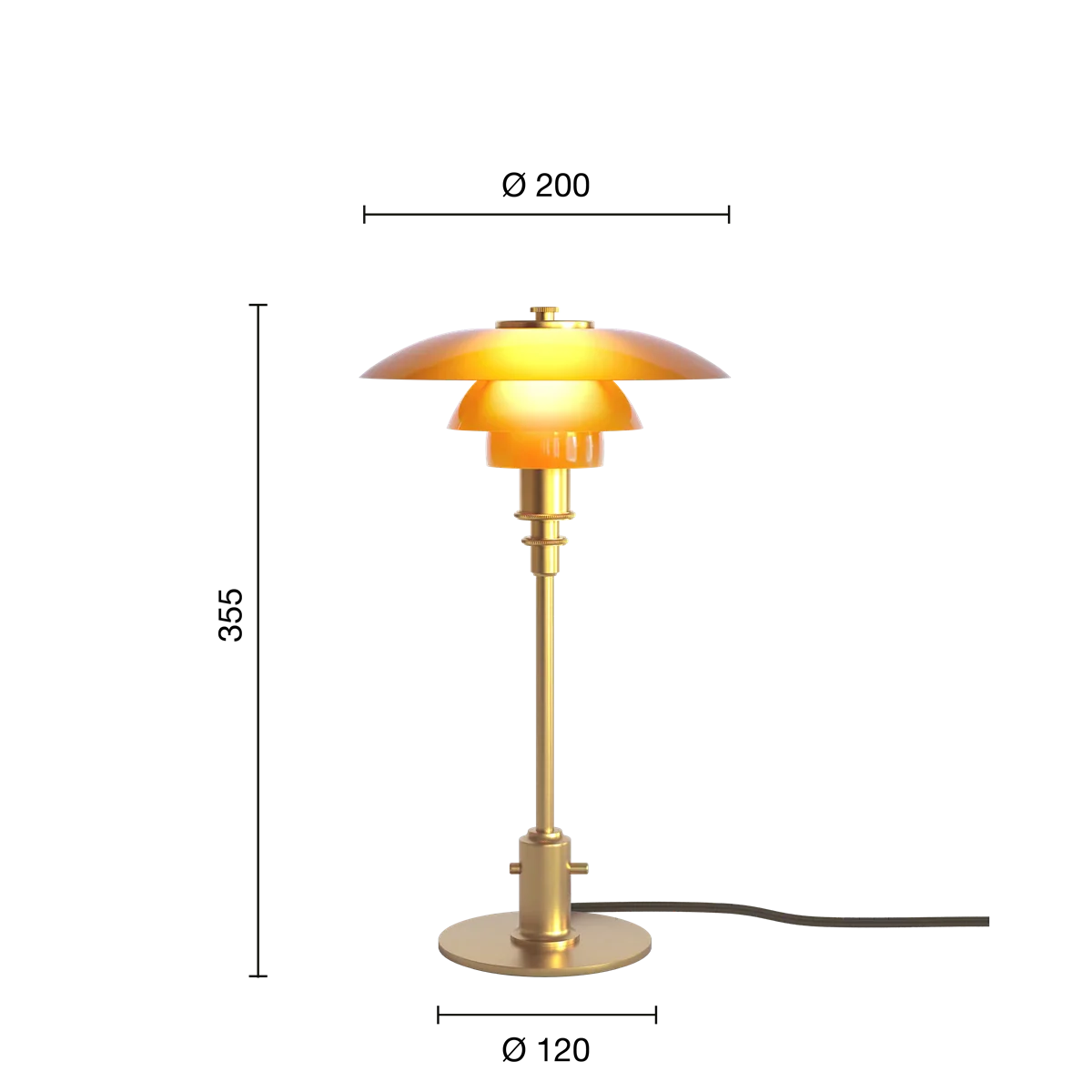 Speciální edice stolní lampy Louis Poulsen PH 2/1 z jantarově zbarveného skla 