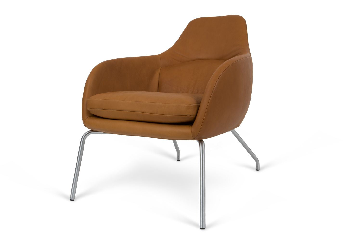 Bent Hansen Asento Lounge Chair, Brushed Steel/Cognac Adrian Leather