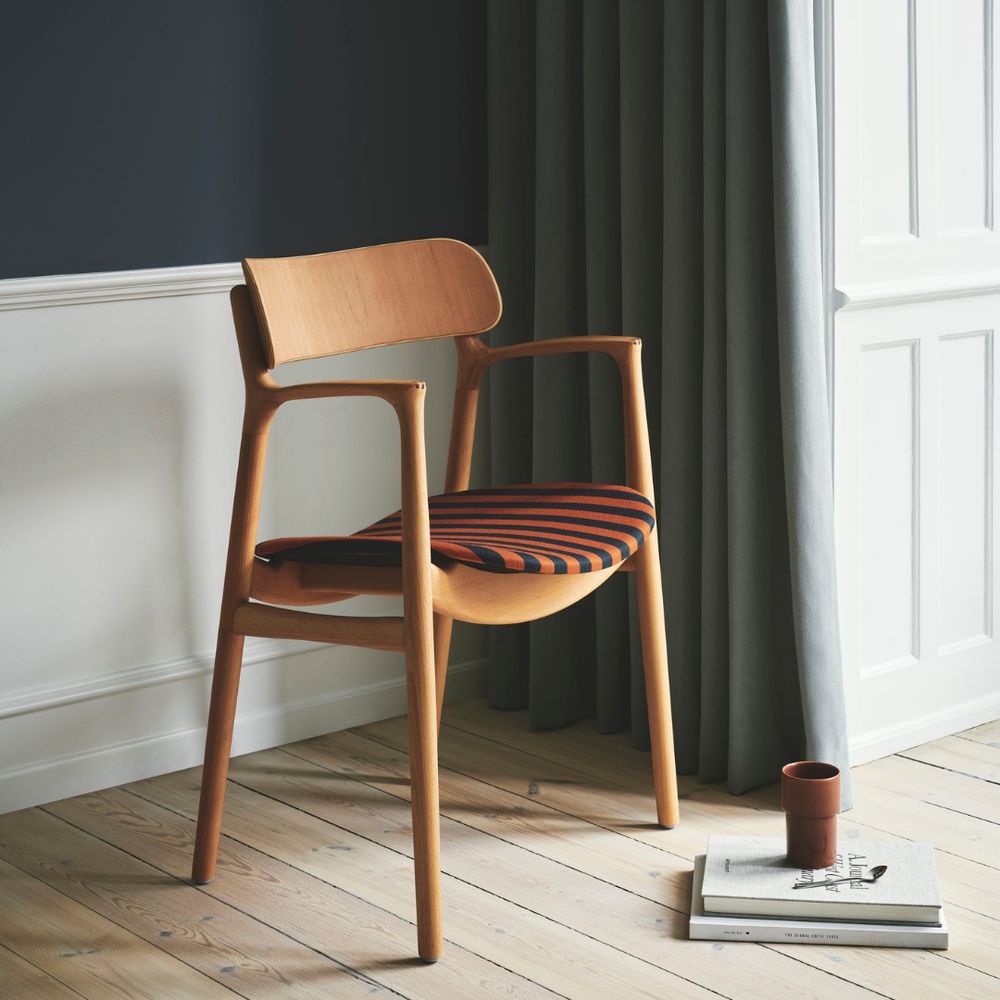 Bent Hansen Asger Chair Polsters Seat, Oiled Oak/Brunt Zenso Leather