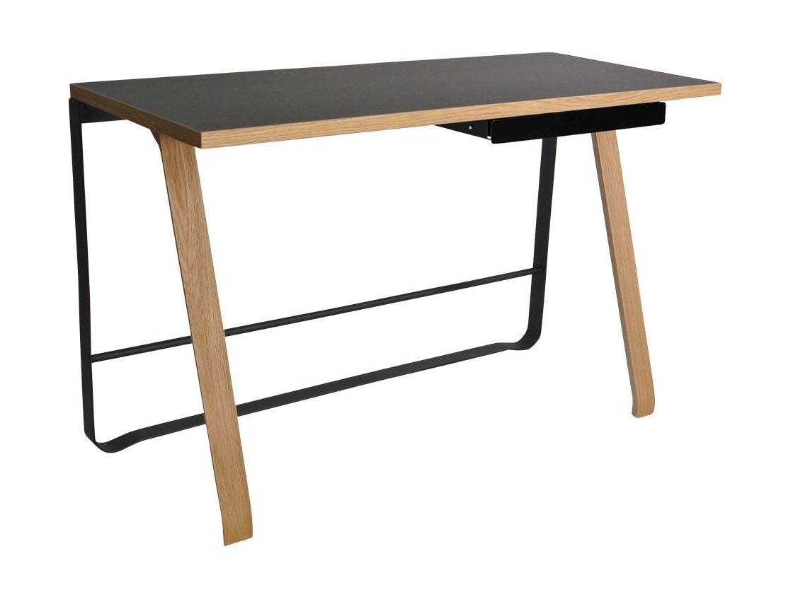 Bent Hansen Hemingway Desk With Drawer L 120 Cm, Matte Lacquered Oak/Black Linoleum