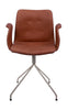 Bent Hansen Primum Chair With Armrests Stainless Steel Swivel, Brown Davo's Leather