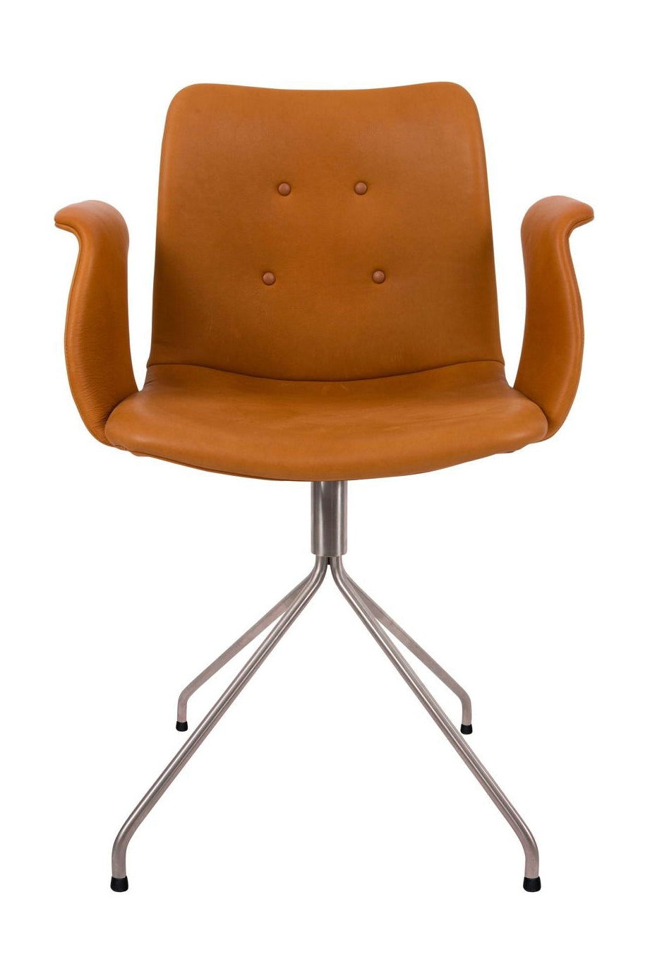 Bent Hansen Primum Chair With Armrests Stainless Steel Swivel, Cognac Adrian Leather