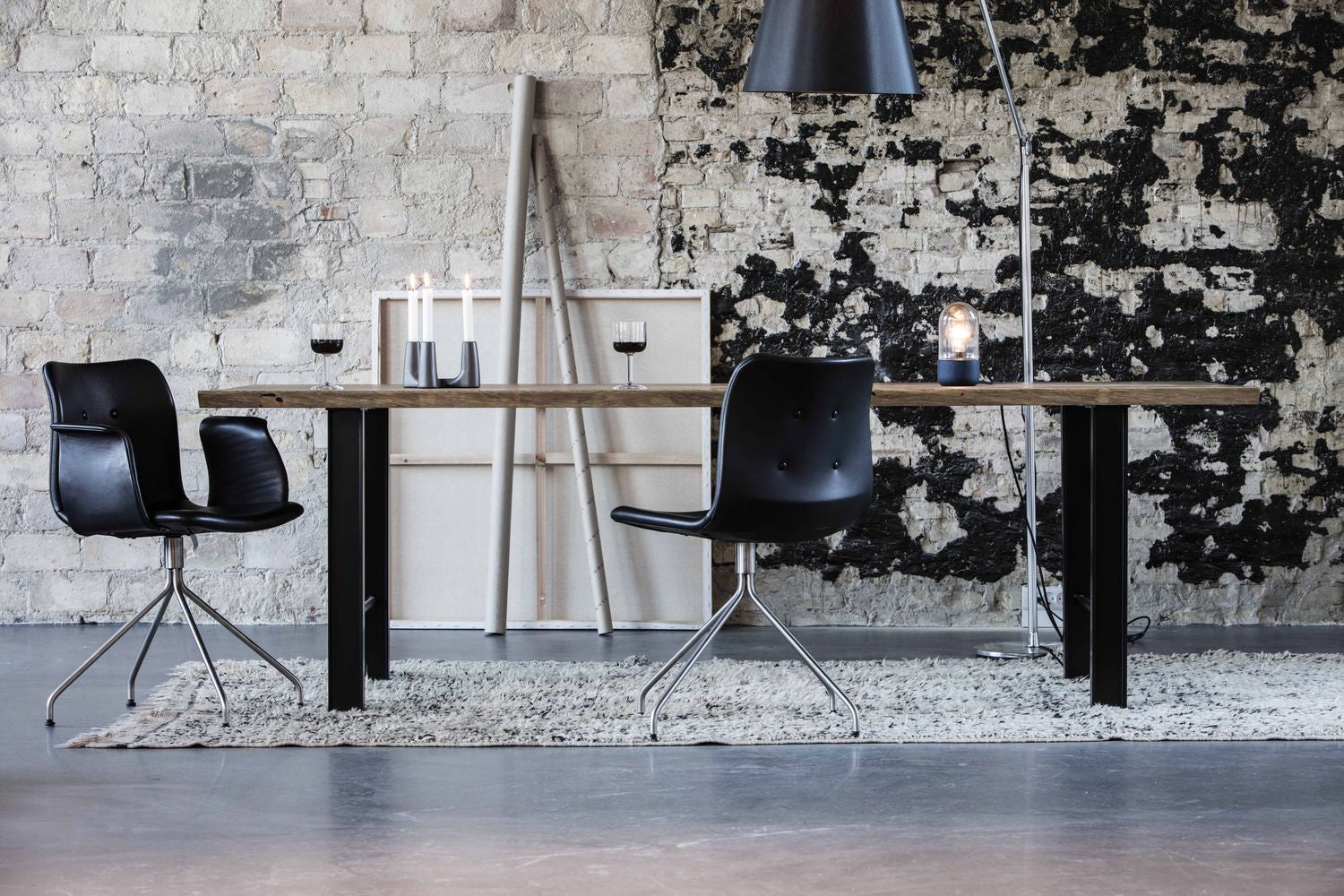 Bent Hansen Primum Chair With Armrests Black Swivel Frame, Tartufo Davos Leather