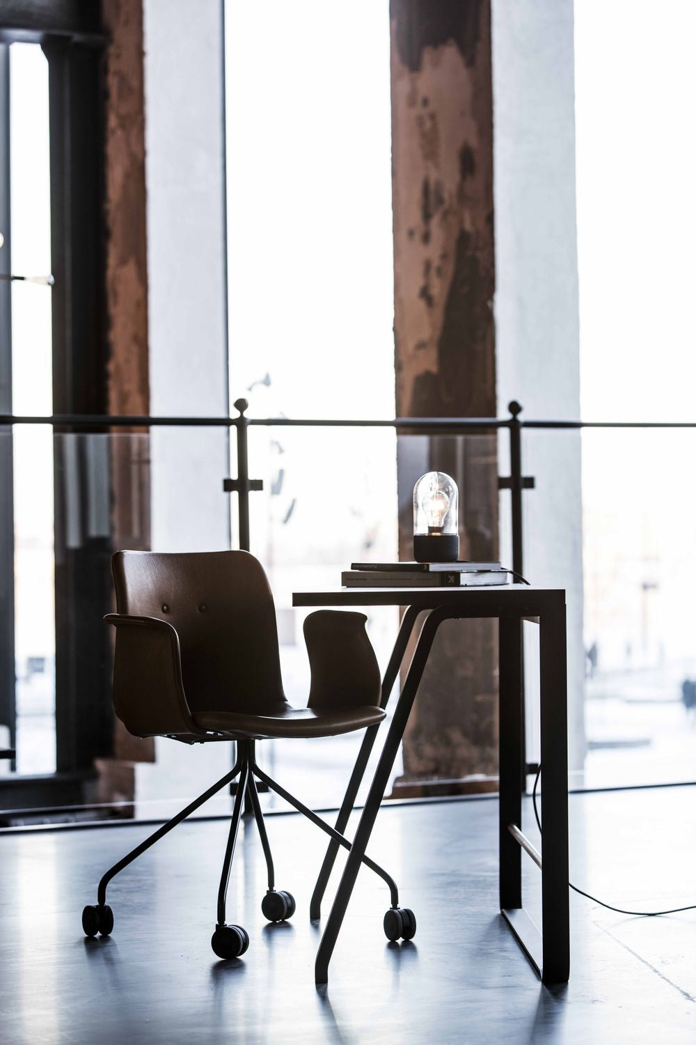 Bent Hansen Primum Chair With Armrests Black Swivel Frame, Tartufo Davos Leather