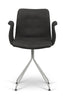 Bent Hansen Primum Chair With Armrests Stainless Steel Frame, Black Zenso Leather