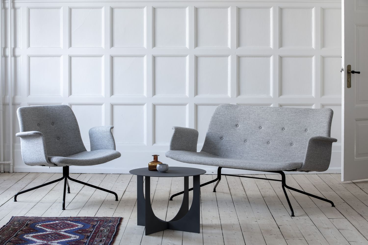 Bent Hansen Primum Lounge Chair Without Armrests, Black Frame/Cognac Adrian Leather