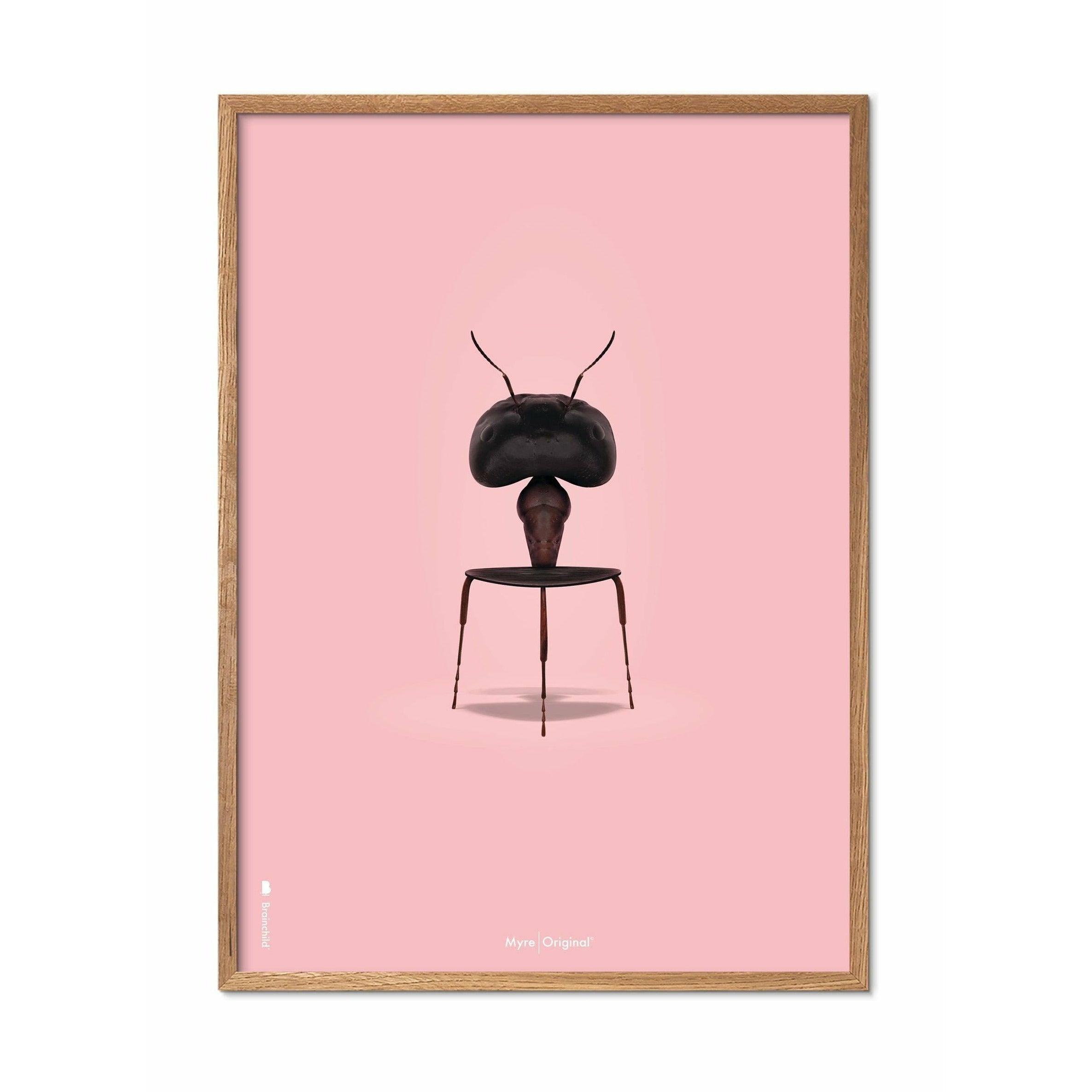 brainchild Ant Classic plakat, ramme lavet af let træ 70x100 cm, lyserød baggrund
