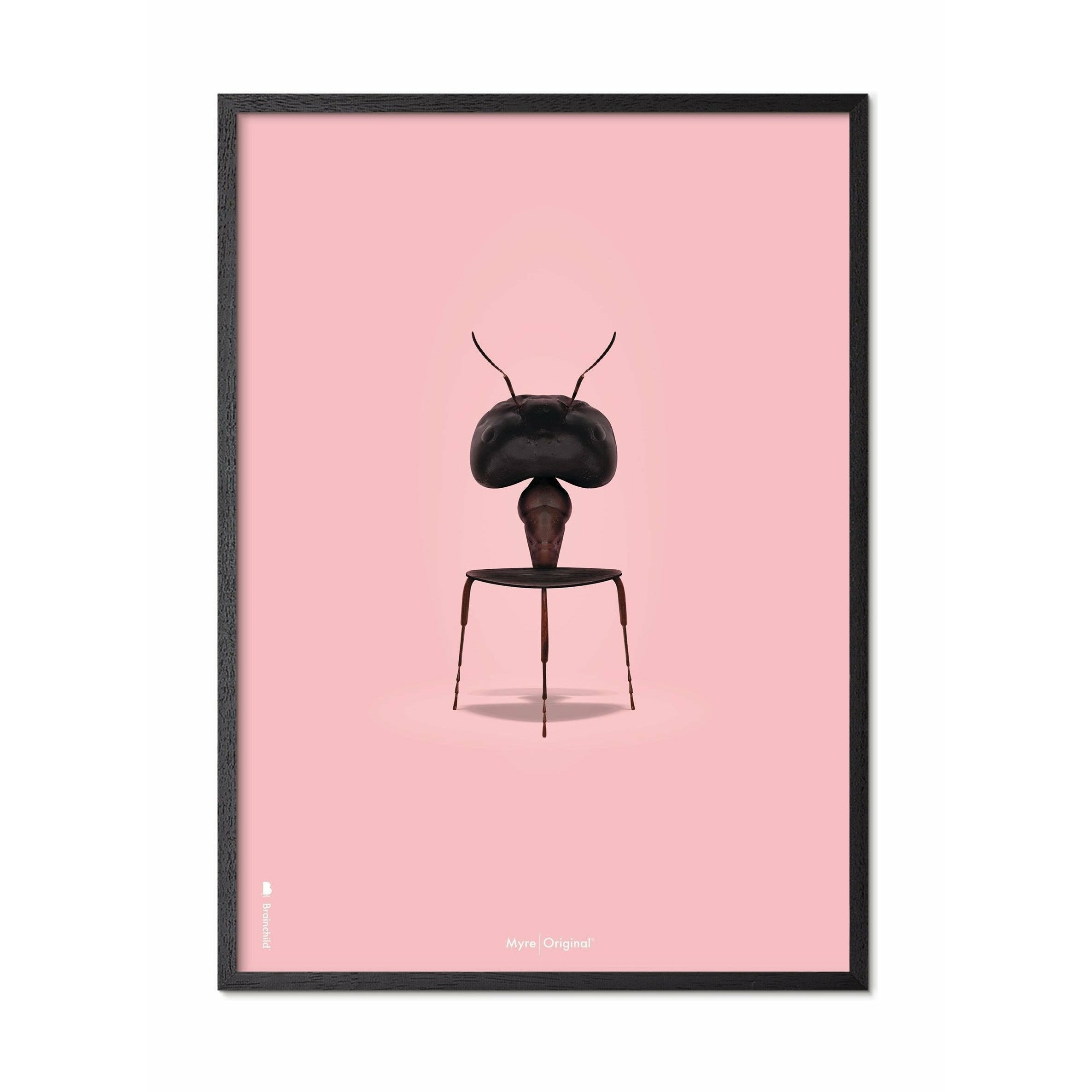 brainchild Ant Classic plakat, ramme i sort lakeret træ 50x70 cm, lyserød baggrund