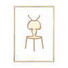 Brainchild Ant Line -plakat, messingfarvet ramme 30 x40 cm, hvid baggrund