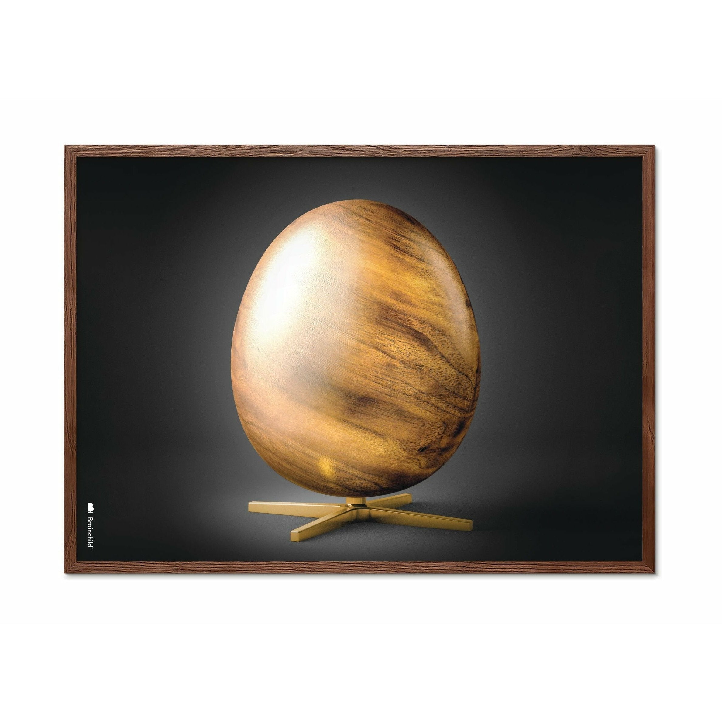 brainchild Ægkrydsformatplakat, ramme lavet af mørkt træ 70x100 cm, sort