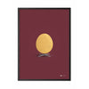  Ægplakat ramme i sort lakeret træ A5 guld/Bordeaux baggrund