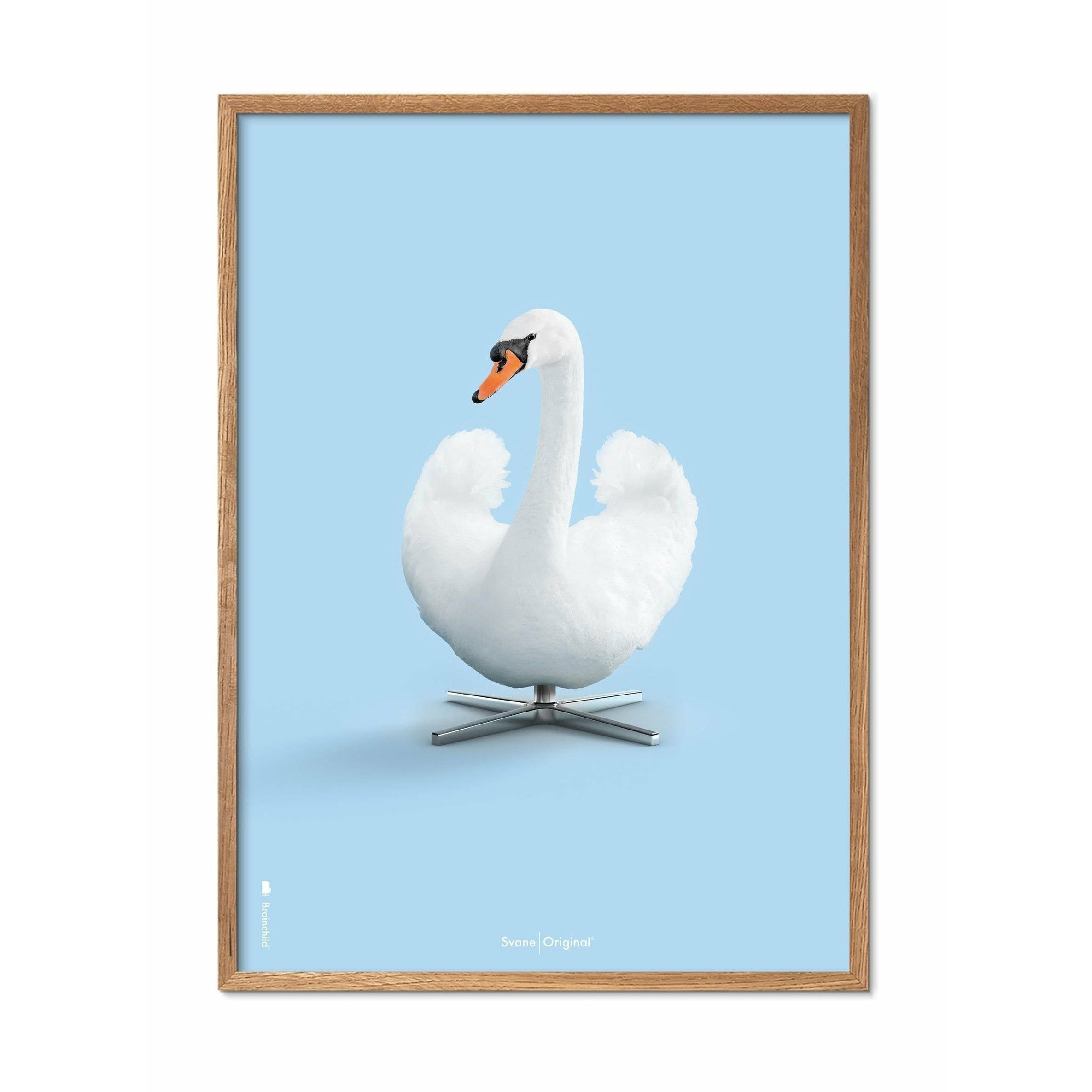 brainchild Swan Classic plakat, let træramme A5, lyseblå baggrund