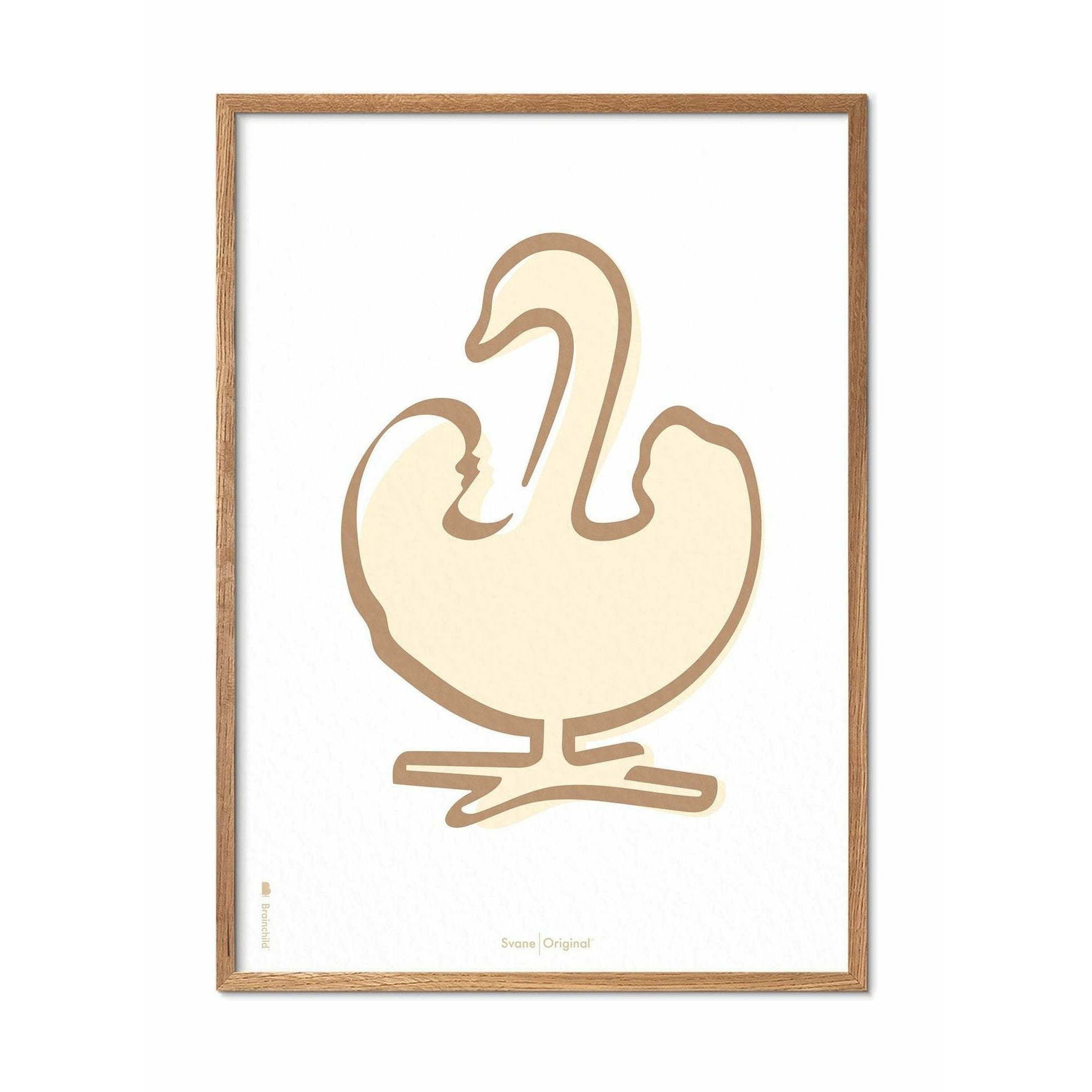 Brainchild Swan Line -plakat, let træramme A5, hvid baggrund
