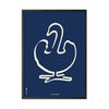  Swan Line -plakat ramme i sort lakeret træ A5 blå baggrund