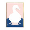 Brainchild Swan Paper Clip plakat, messingfarvet ramme 50x70 cm, lyserød baggrund
