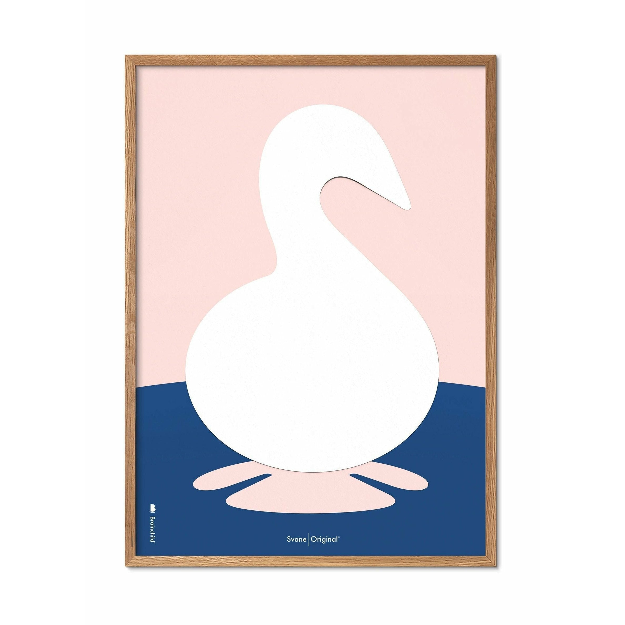 Brainchild Swan Paper Clip plakat, ramme lavet af let træ 70x100 cm, lyserød baggrund