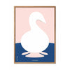 Brainchild Swan Paper Clip plakat, ramme lavet af let træ A5, lyserød baggrund
