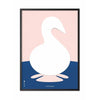 Brainchild Swan Paper Clip plakat, ramme i sort lakeret træ 70x100 cm, lyserød baggrund