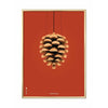 brainchild Pine Cone Classic Poster Brass farvet ramme A5 rød baggrund