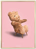 Brainchild Teddy Bear Classic Poster Brass farvet ramme 30x40 cm, lyserød baggrund