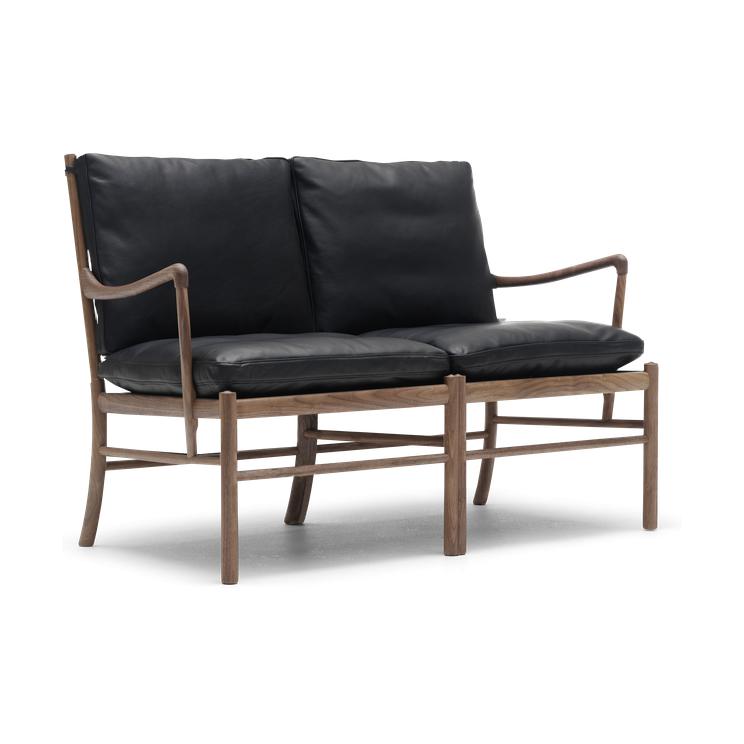 Carl Hansen Ow149 2 Colonial Sofa, Oiled Walnut/Black Leather