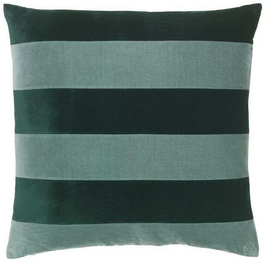 Christina Lundsteen Stripe Velvet Cushion 55 X55 Cm, Pale Blue/Emerald