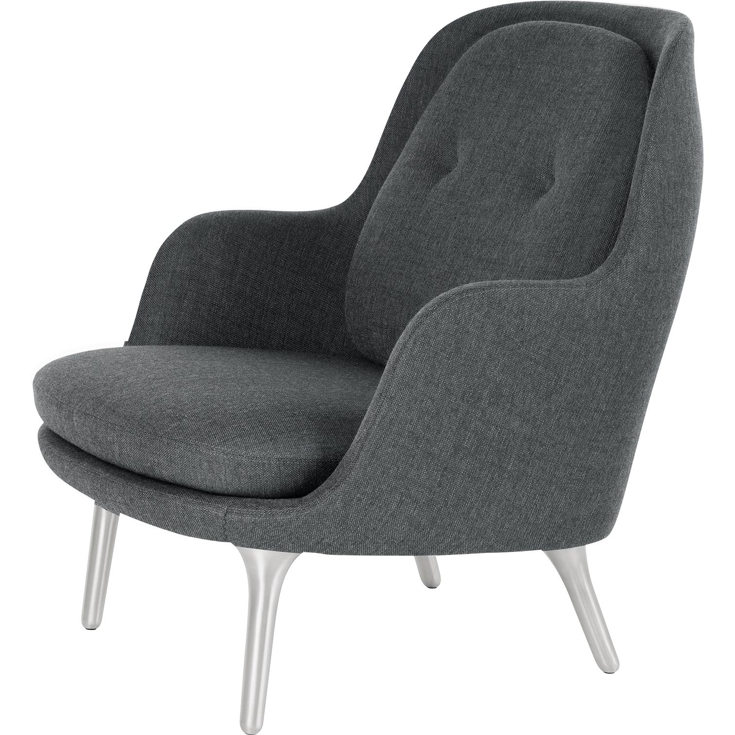 Fritz Hansen Fri Lounge Chair Aluminium, Sunniva Dark Grey