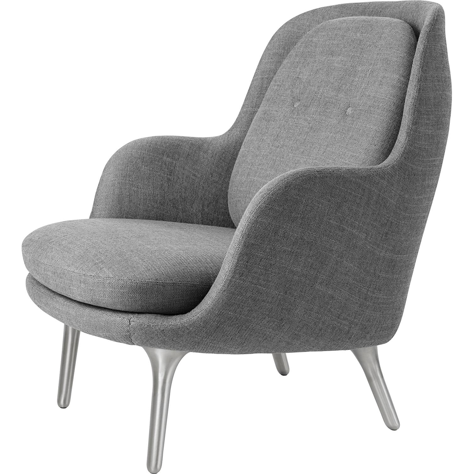 Fritz Hansen Fri Lounge Chair Aluminium, Sunniva Grey