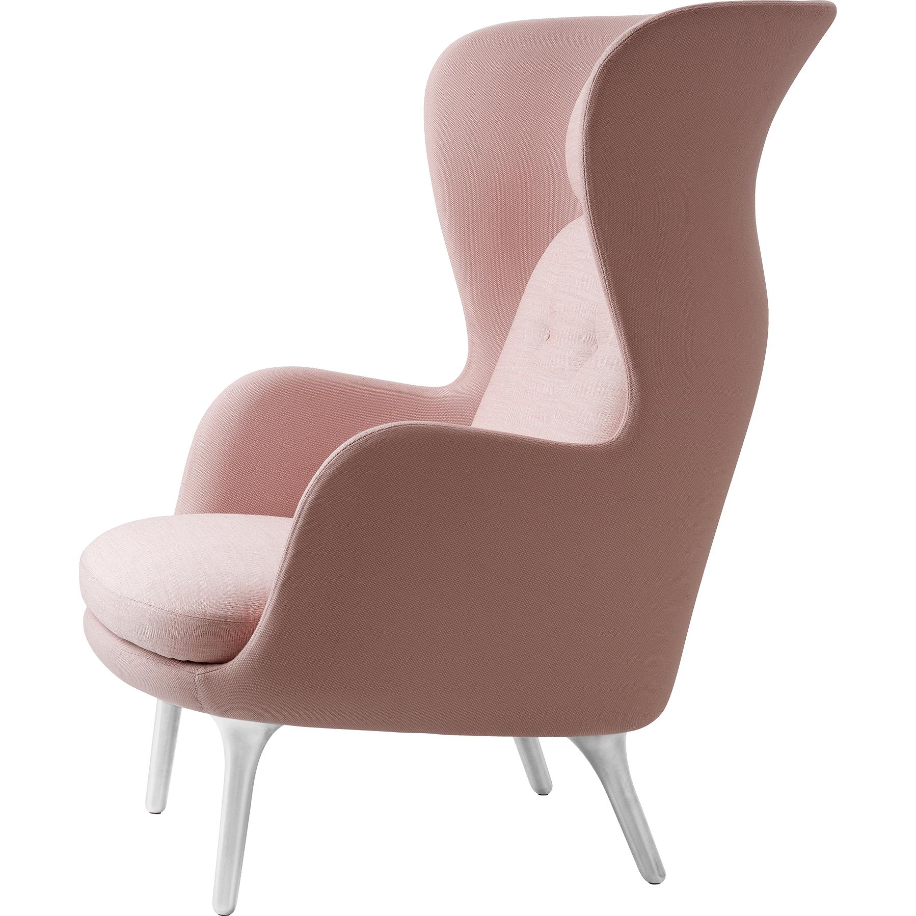 Fritz Hansen Ro Lounge Chair Two Tonus Aluminium, Steelcut Pink/ Canvas Pink