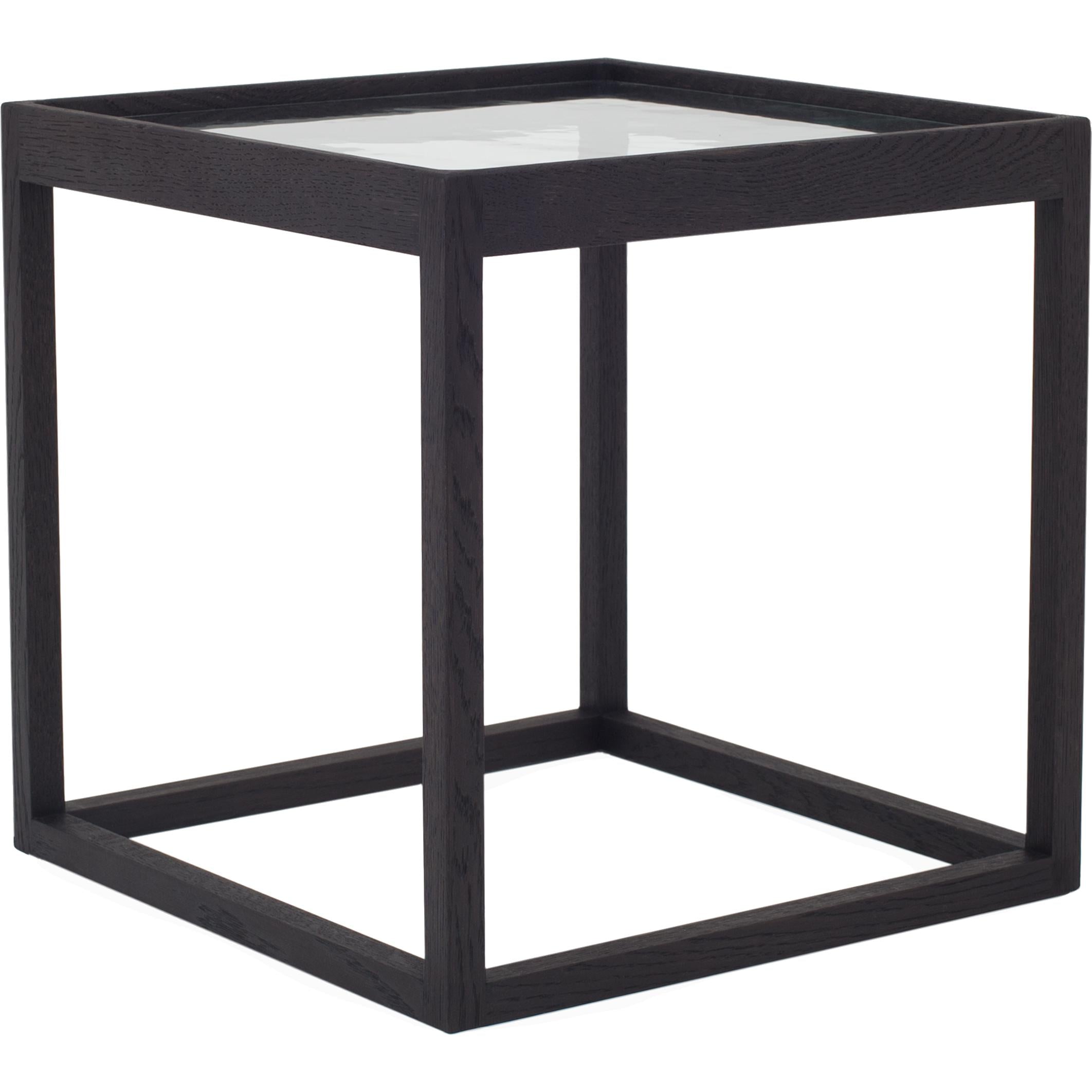 Klassik Studio Kø Cube Side Table Black Oak, Smoked Glass