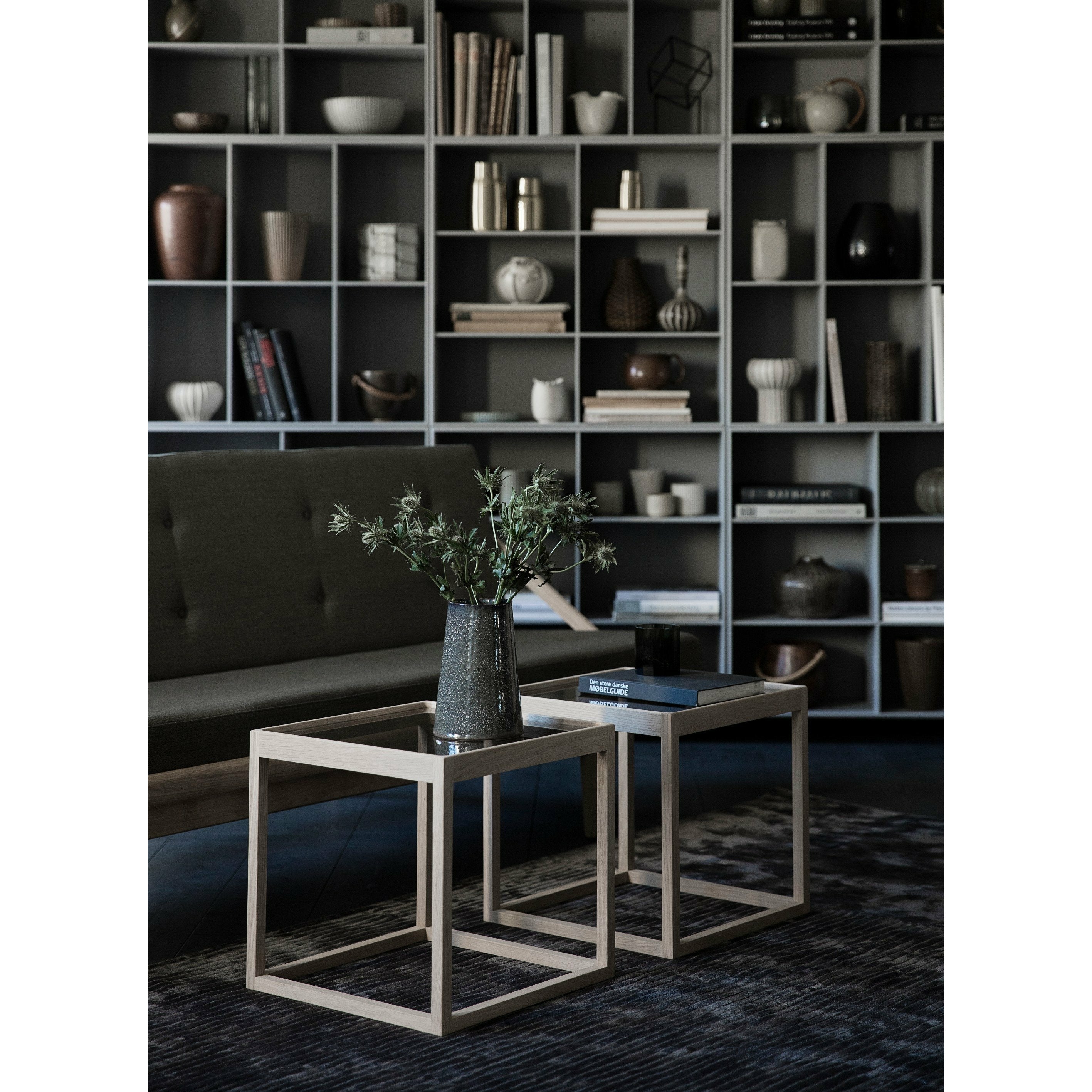 Klassik Studio Kø Cube Side Table Black Smoked Oak, Light Grey Marble