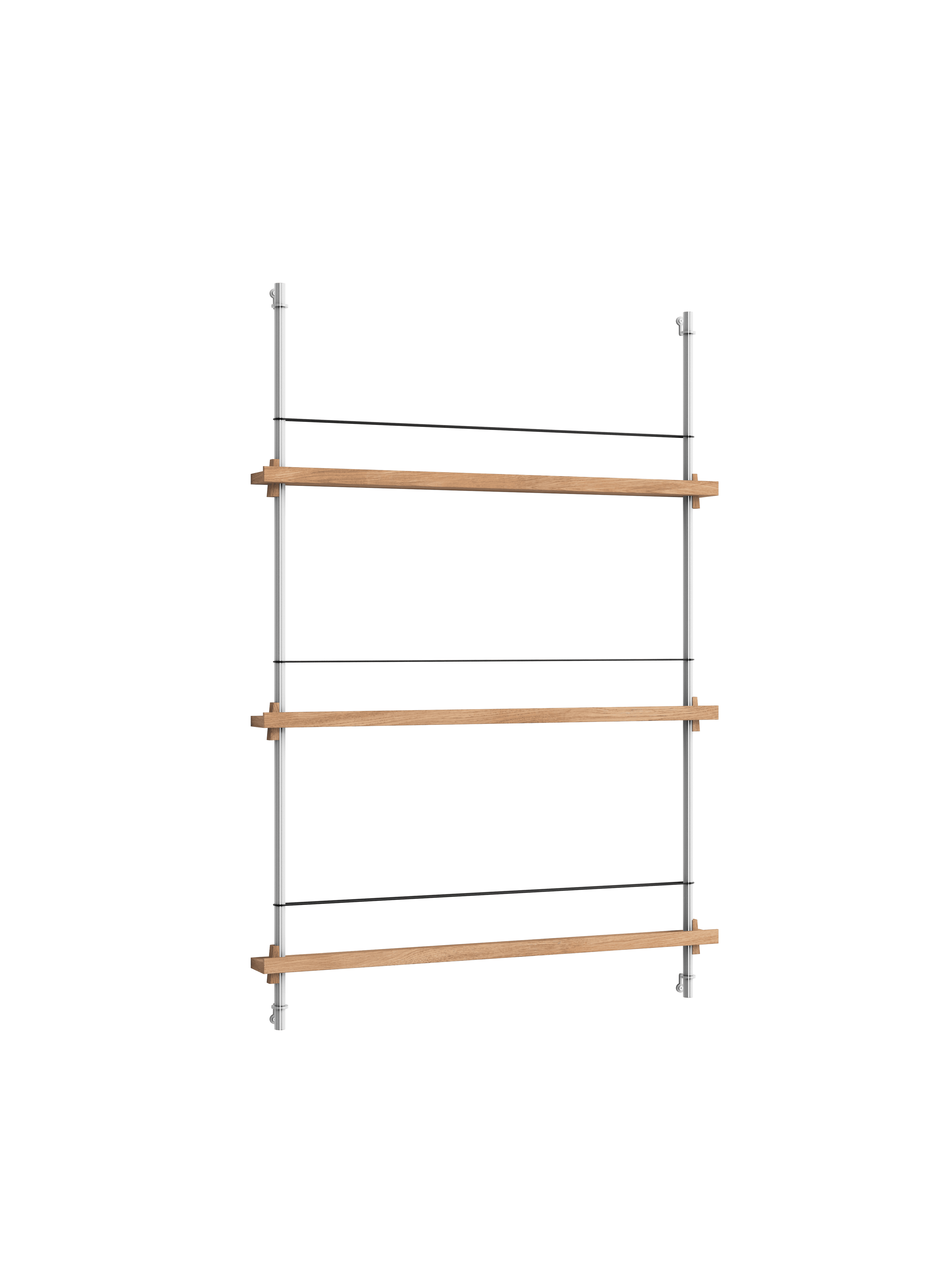 Moebe Tijdschriftenrek Set Ms.115.1, Eiken Planken, Roestvrijstalen Poten 