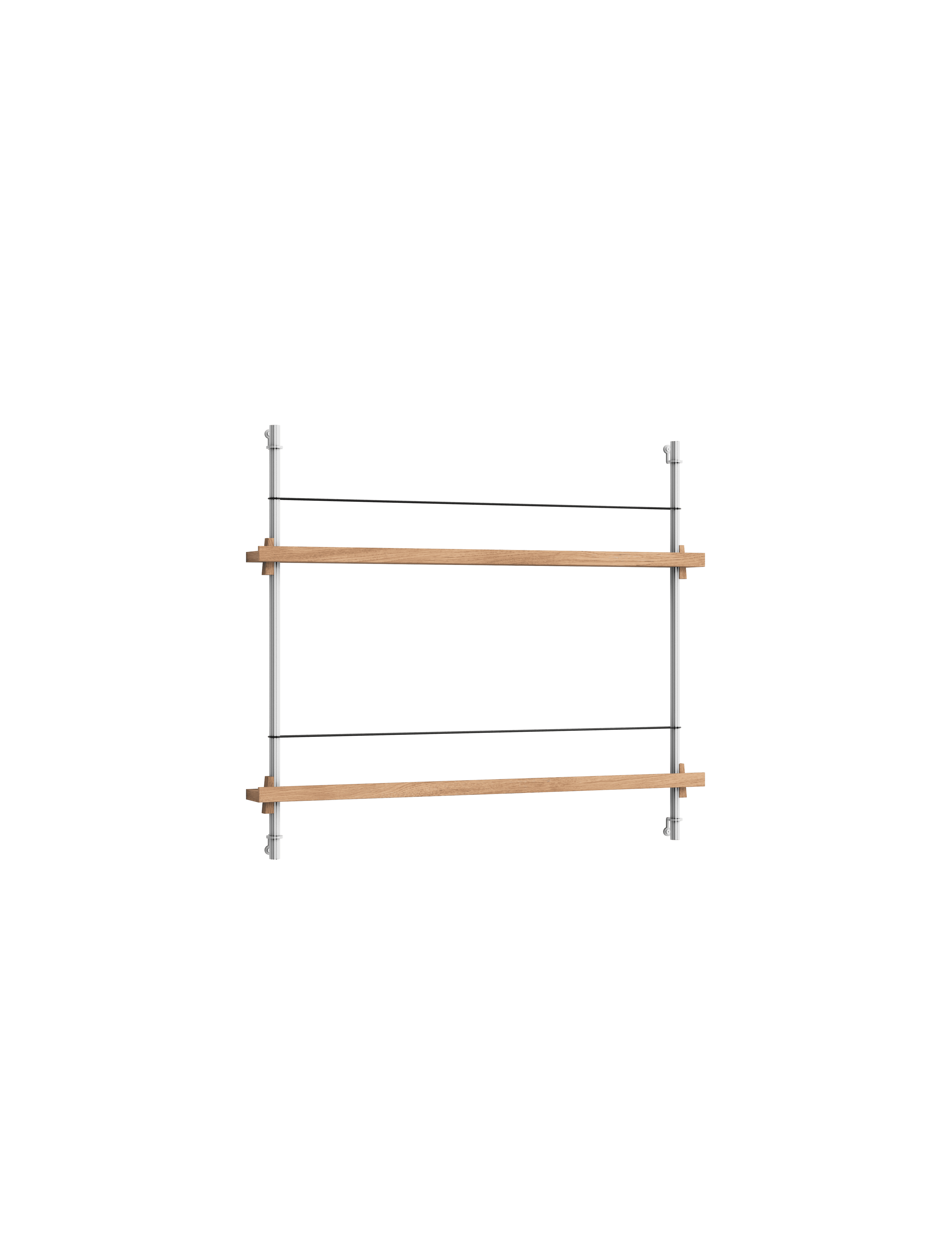 Moebe Tijdschrift Rek Set Ms.65.1, Eiken Planken, Roestvrijstalen Poten 