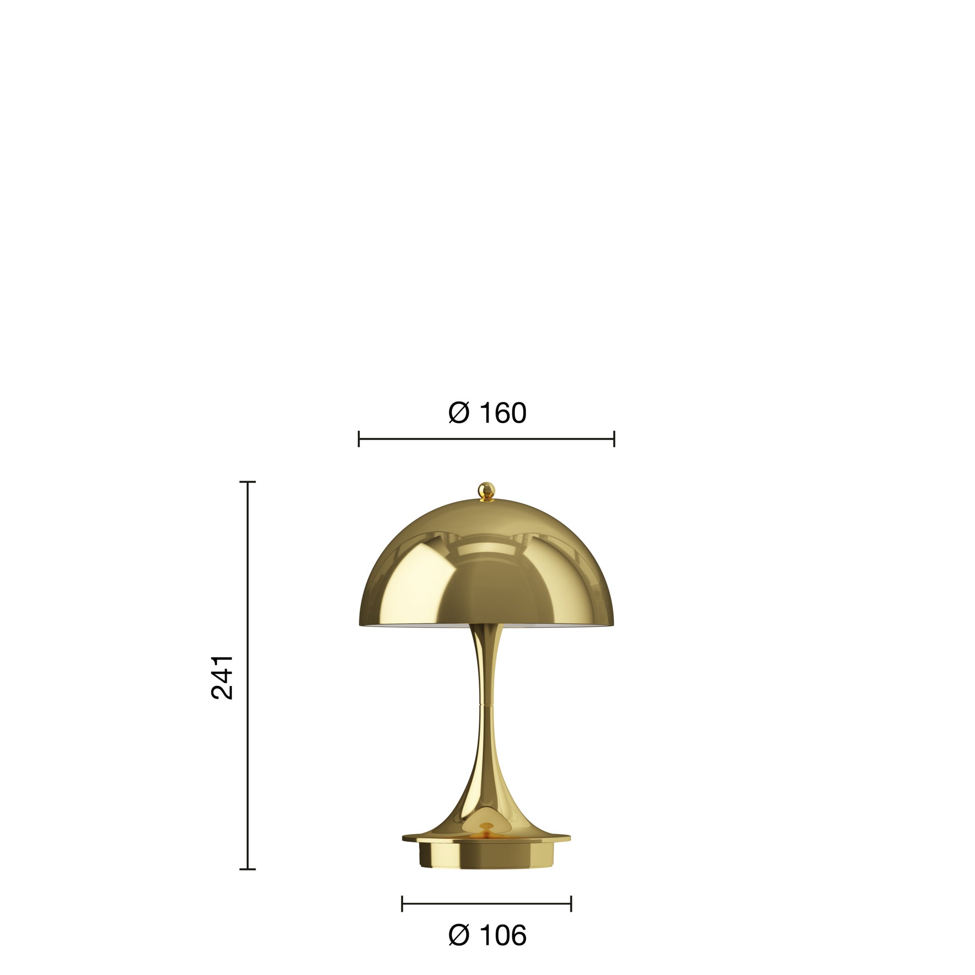 Louis Poulsen Panthella 160 Portable Table Lamp V3, Brass Metallised