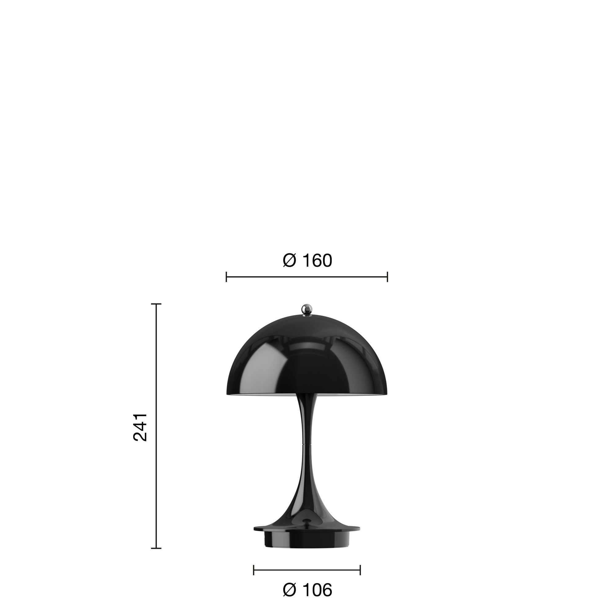 Louis Poulsen Panthella 160 Portable Table Lamp V3, Opaque Black