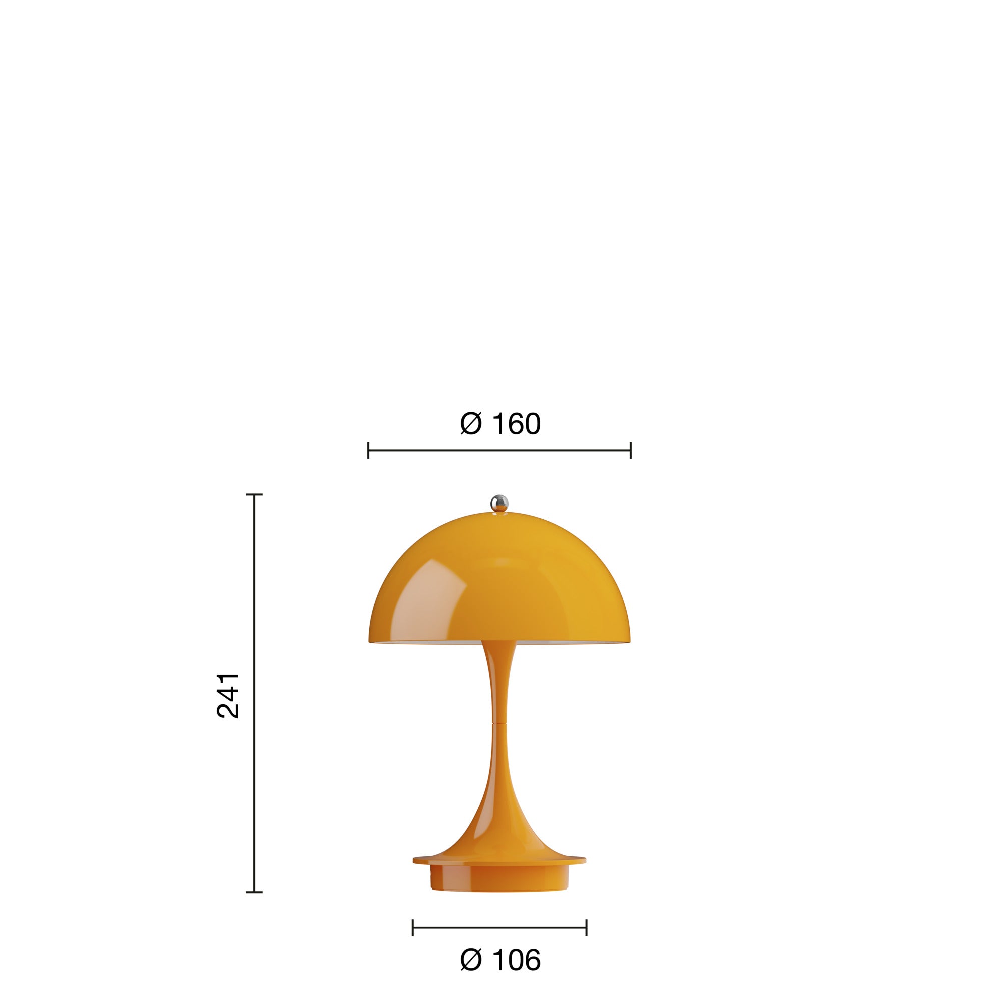 Louis Poulsen Panthella 160 Portable Table Lamp V3, Opaque Orange