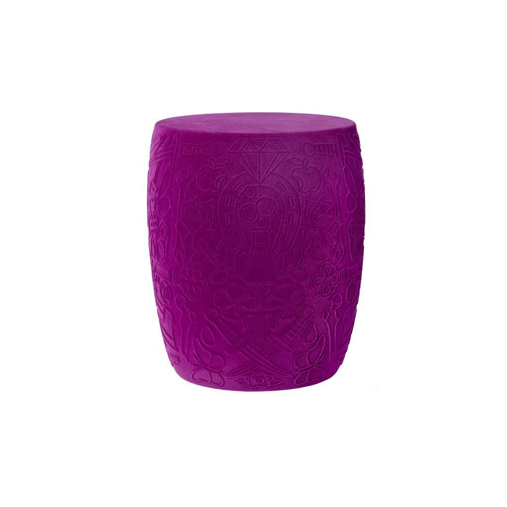 Qeeboo Mexico Chair/Side Table Velvet Finish, Purple